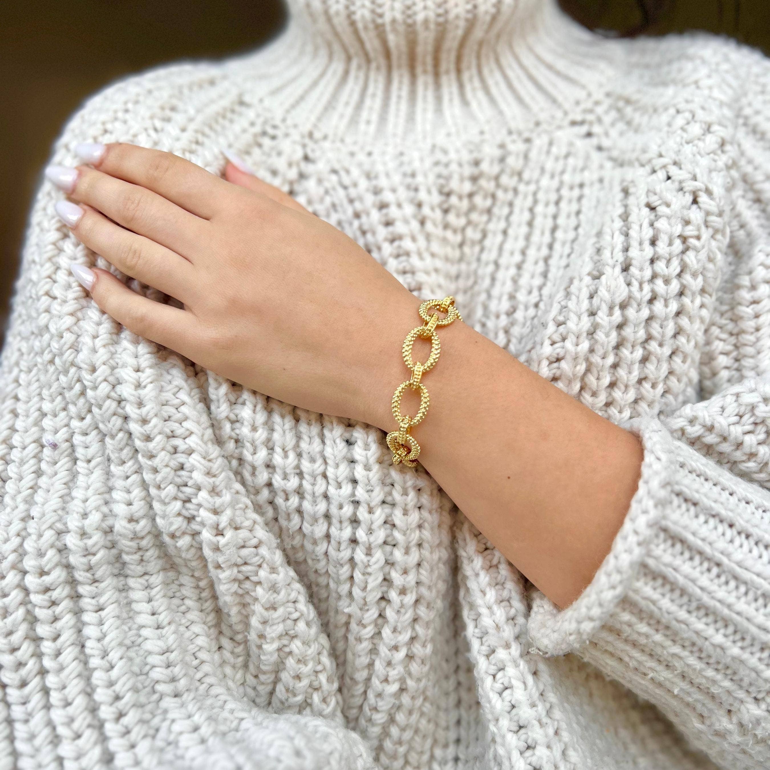 Bracelet Chaîne Épaisse Plaqué Or pour Femme