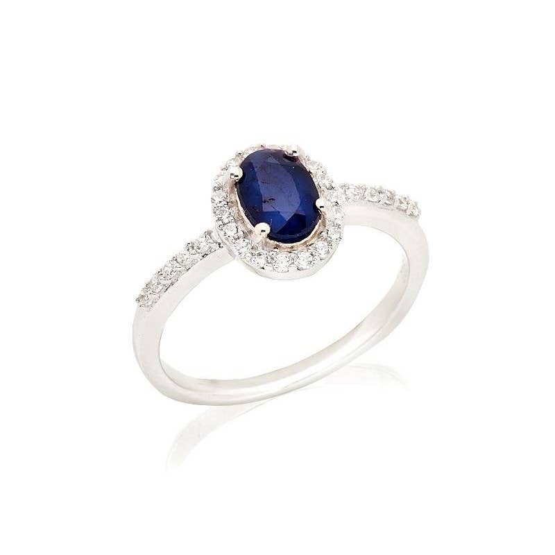 Bague Fever Ovale Avec Saphire Et Oxyde De Zirconium, Argent 925