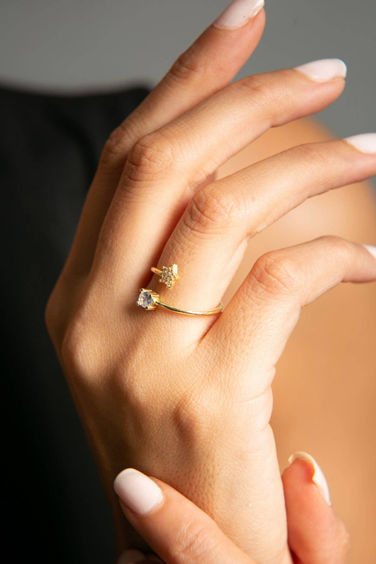Bague femme en argent sterling 925 avec étoiles détaillées