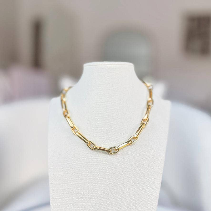 Collier Chaîne Épaisse en Or, Ras-du-cou Câble & Trombone