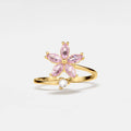 Bague fleur à spinner rose en argent sterling 925