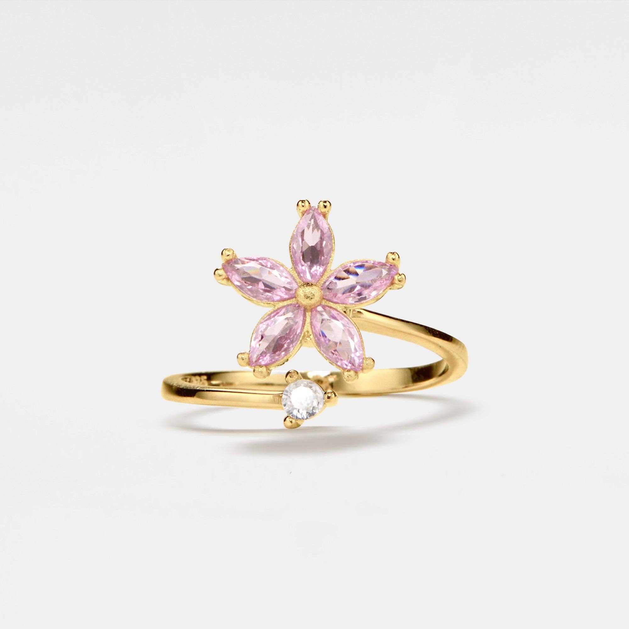 Bague fleur à spinner rose en argent sterling 925