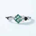 Bague empilable carrée en agate mousse en argent sterling 925