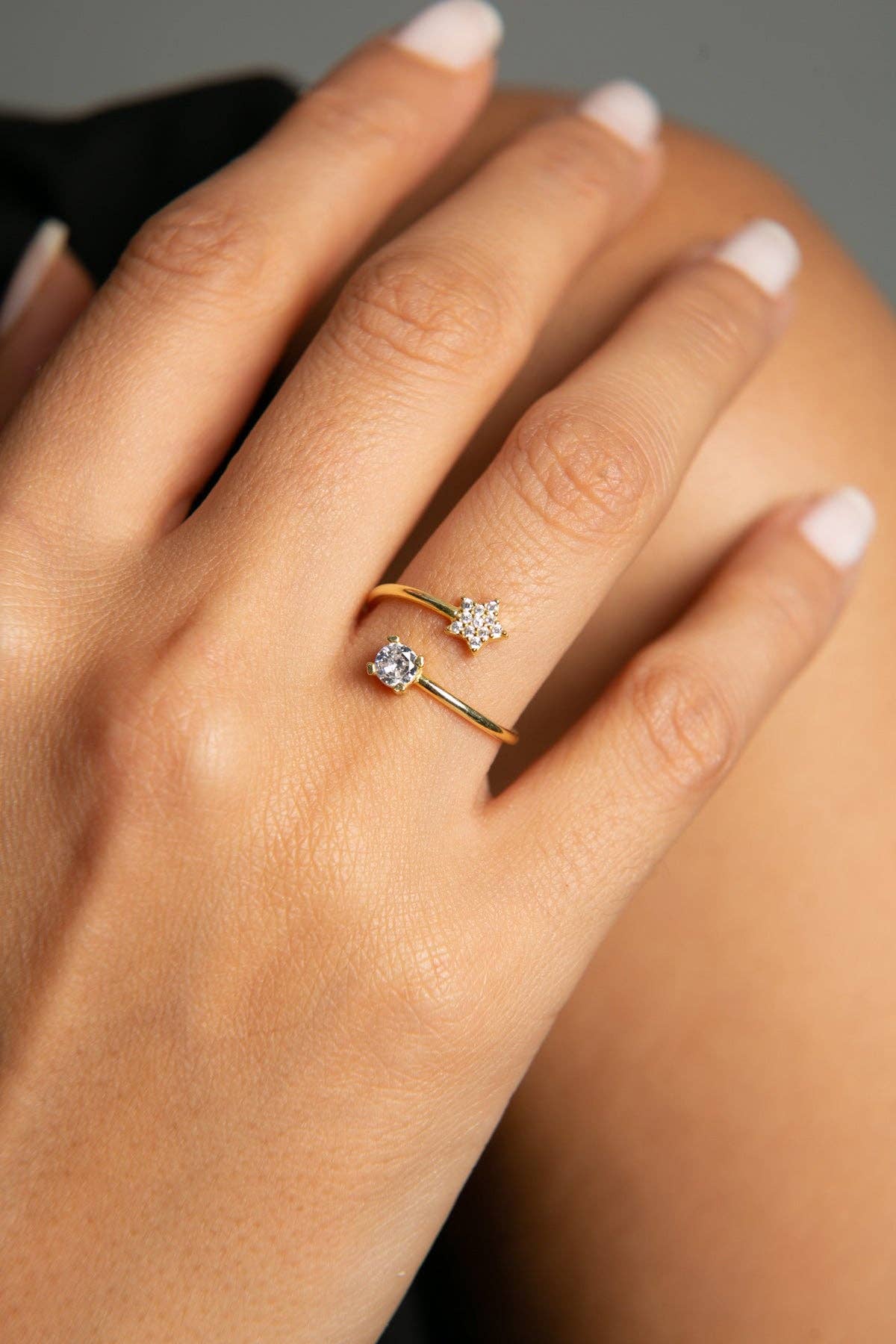 Bague femme en argent sterling 925 avec étoiles détaillées