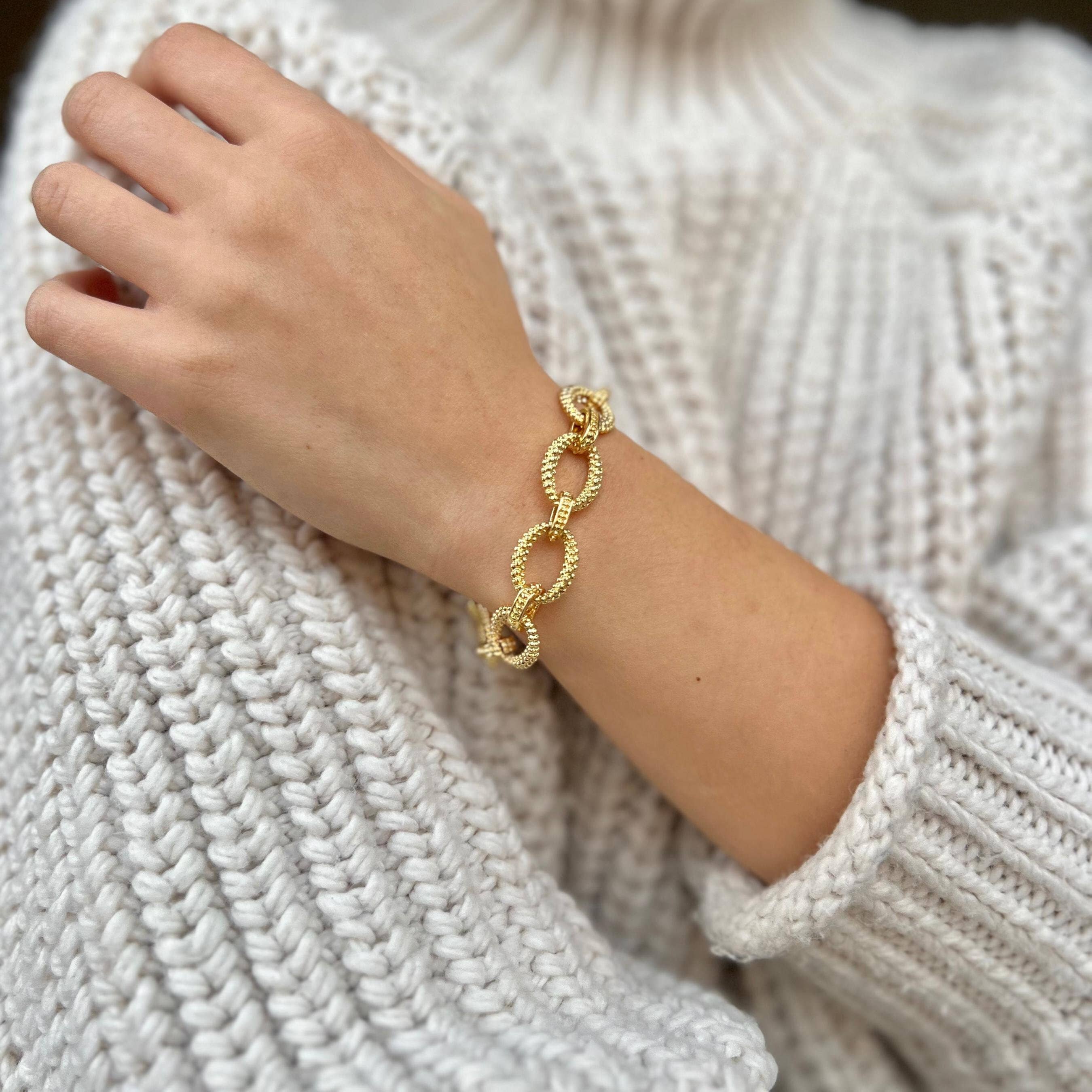 Bracelet Chaîne Épaisse Plaqué Or pour Femme