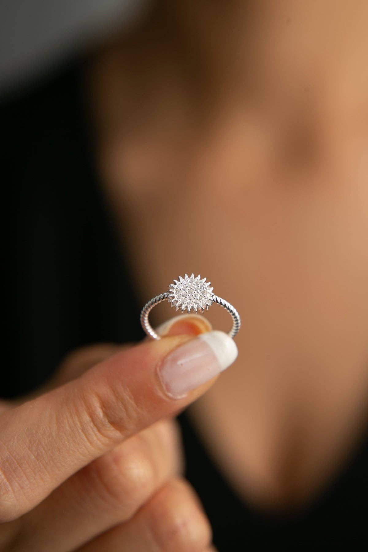 Bague femme en argent sterling 925 avec motif soleil: OR