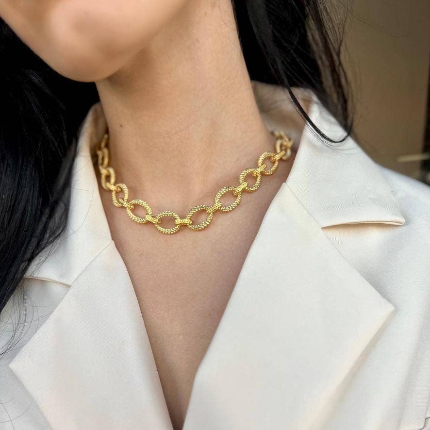 Collier Chaîne Épaisse en Or, Ras-du-cou Câble & Trombone