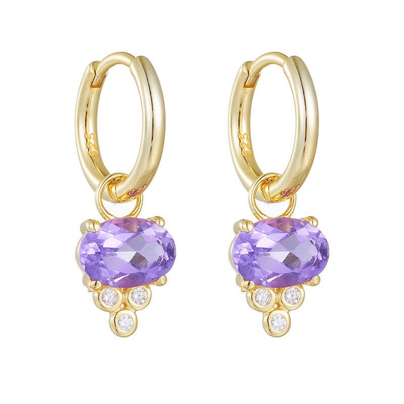 Boucles d'oreilles pendantes en argent sterling 925 avec améthyste taille ovale