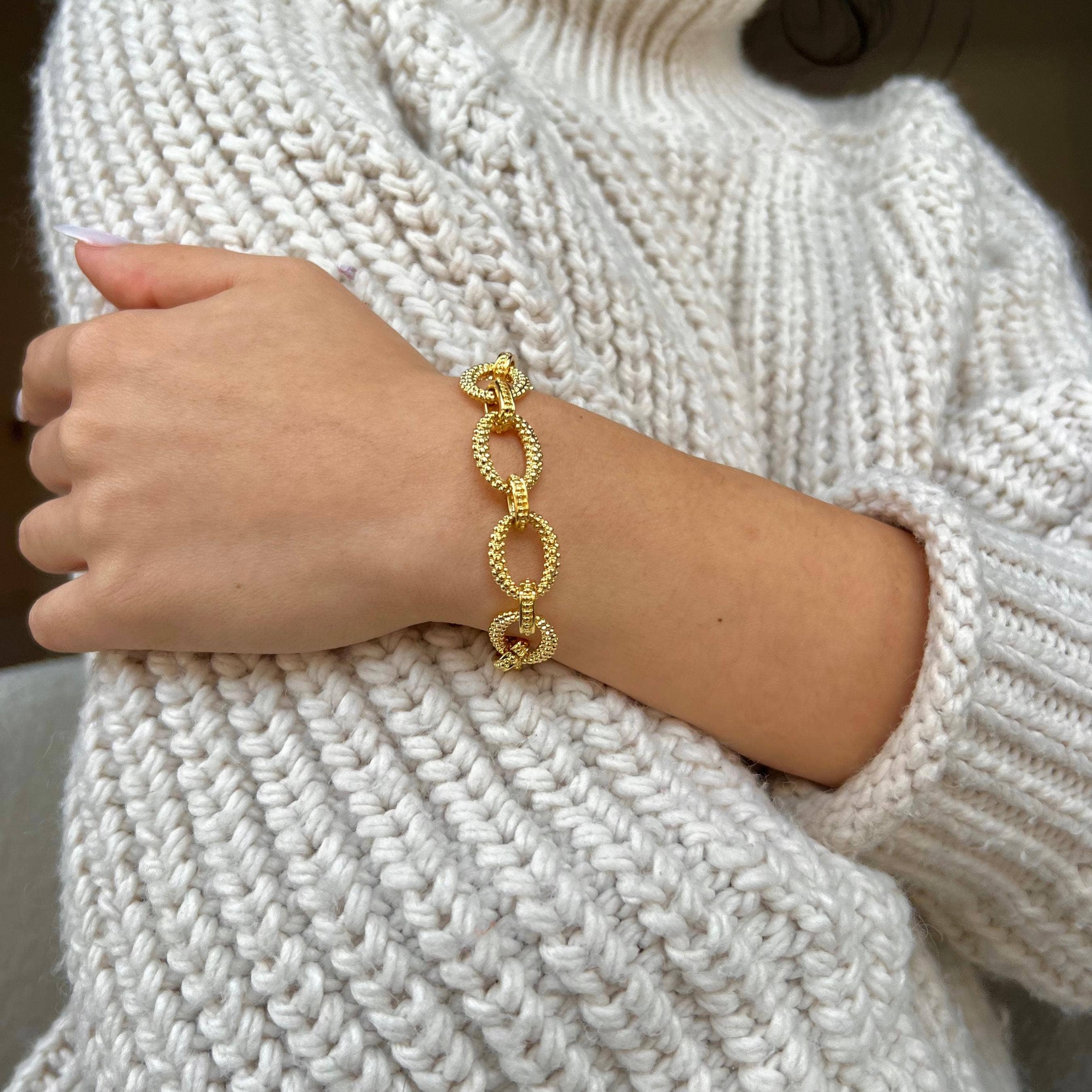 Bracelet Chaîne Épaisse Plaqué Or pour Femme