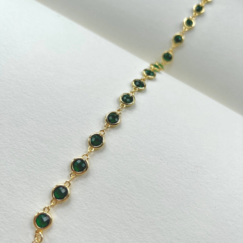 Chevillière en émeraude plaquée or 14k