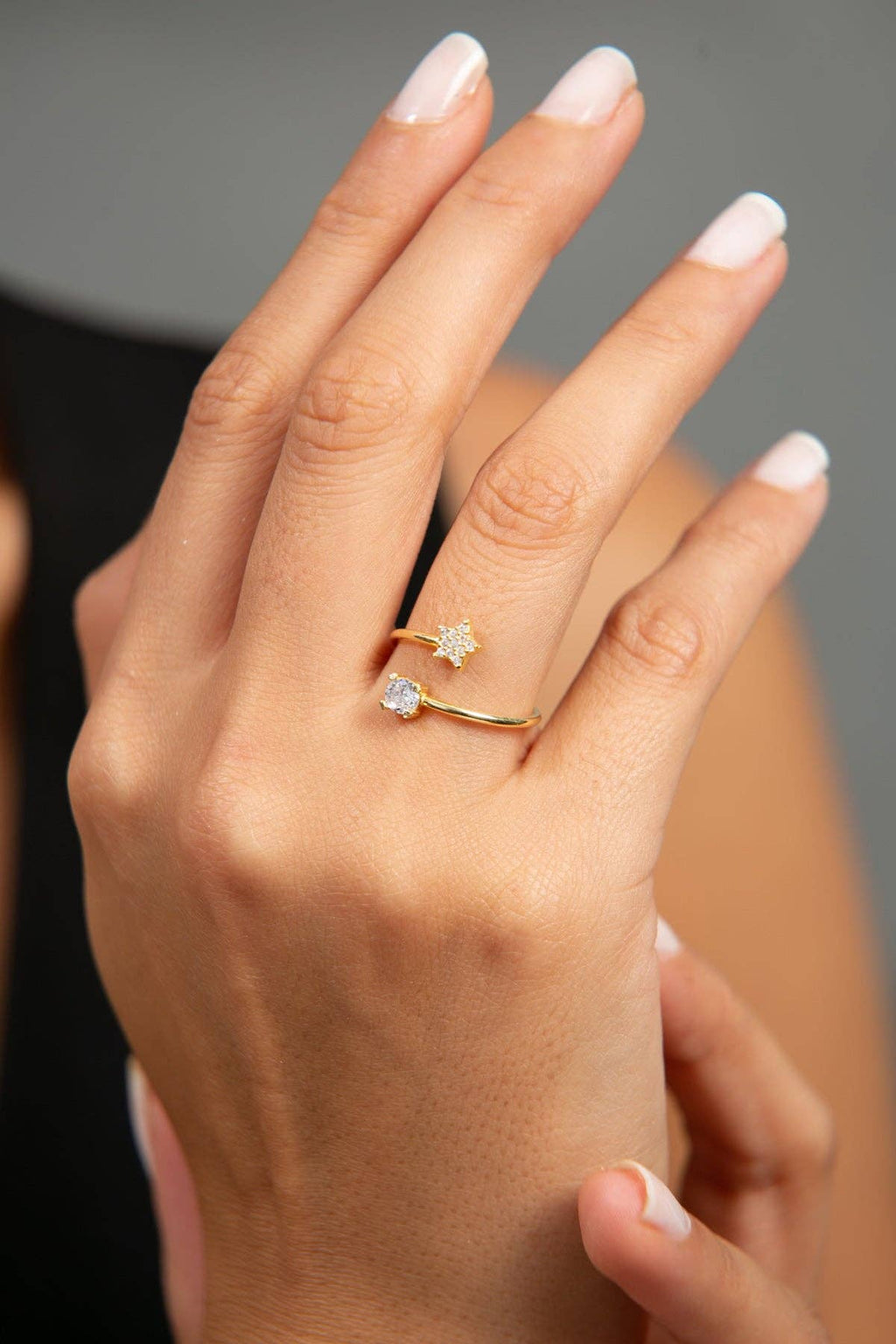 Bague femme en argent sterling 925 avec étoiles détaillées