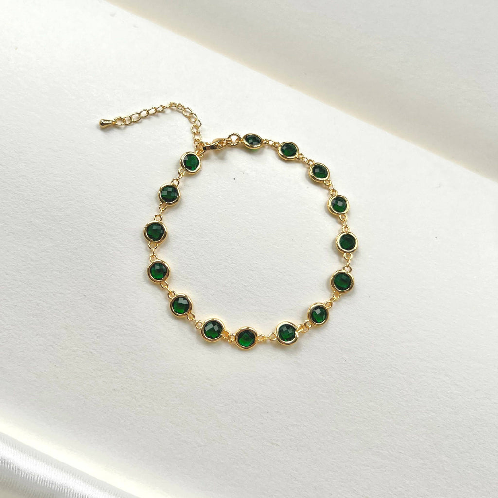 Chevillière en émeraude plaquée or 14k