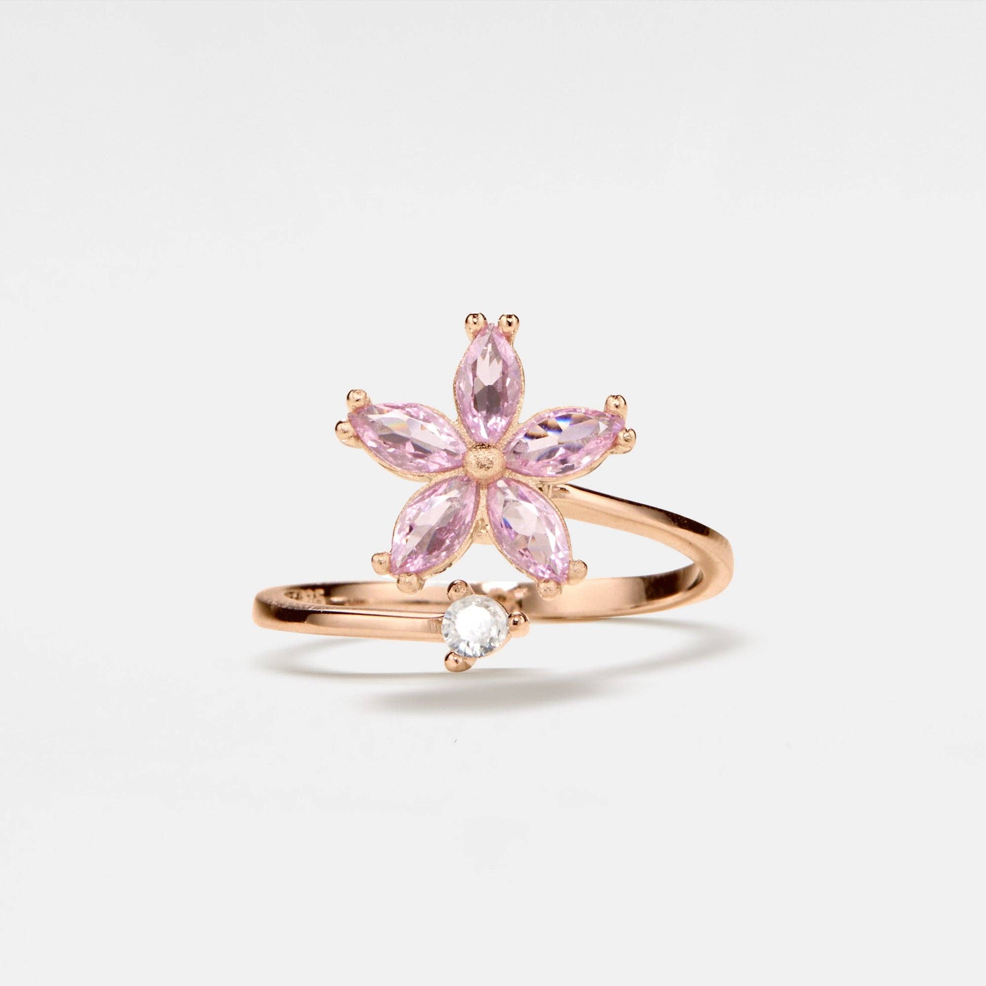 Bague fleur à spinner rose en argent sterling 925