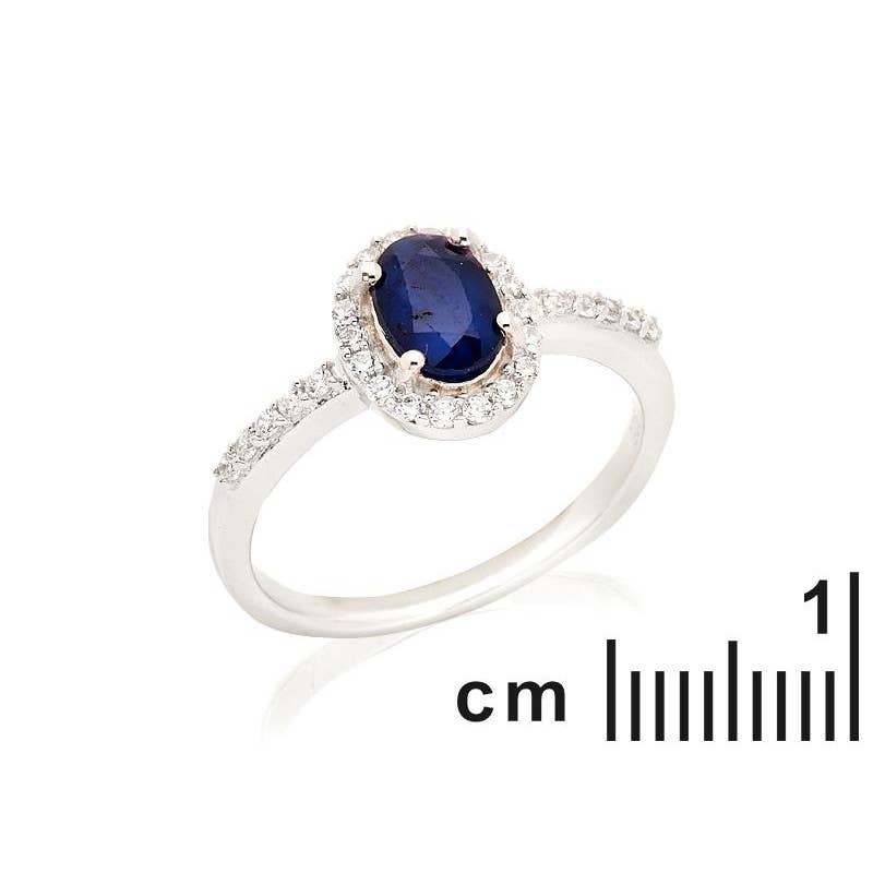 Bague Fever Ovale Avec Saphire Et Oxyde De Zirconium, Argent 925