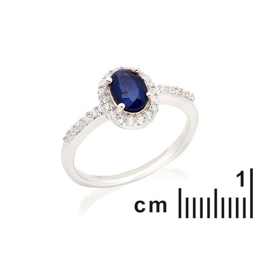 Bague Fever Ovale Avec Saphire Et Oxyde De Zirconium, Argent 925