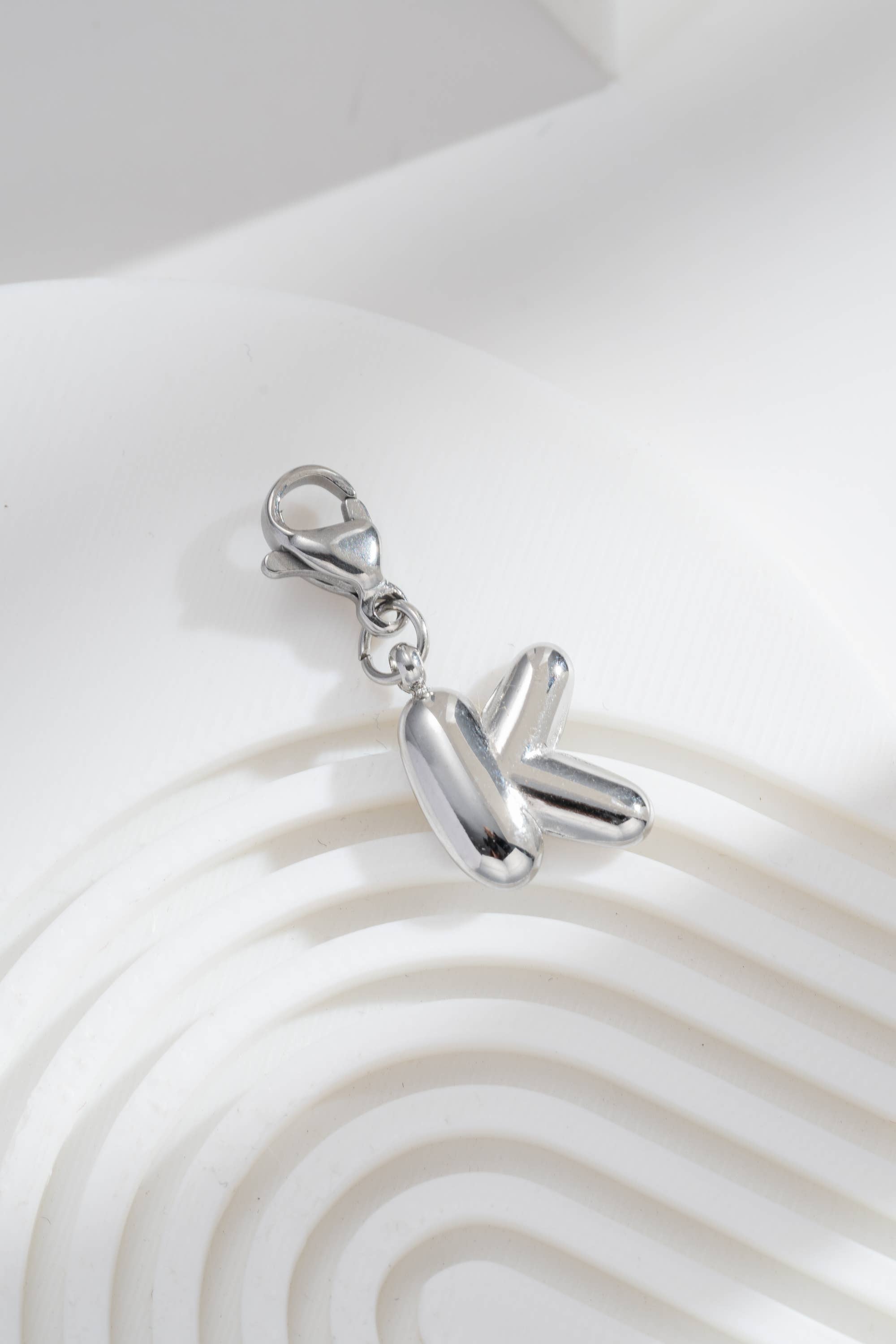 Pendentifs Charm Alphabet Acier Inoxydable argenté