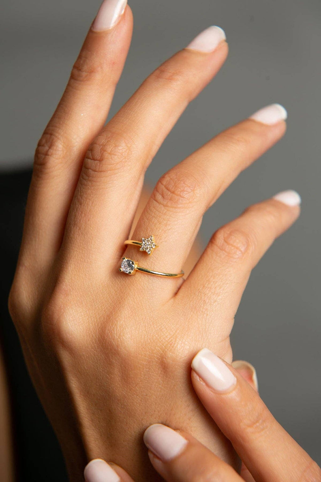 Bague femme en argent sterling 925 avec étoiles détaillées