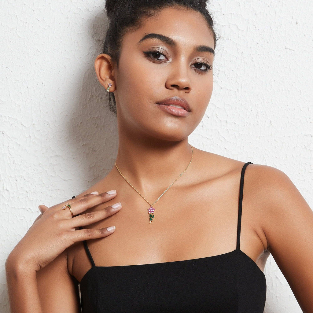 Bague de cocktail en forme de fleur à pierres précieuses colorées en argent sterling 925