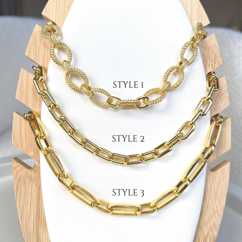 Collier Chaîne Épaisse en Or, Ras-du-cou Câble & Trombone