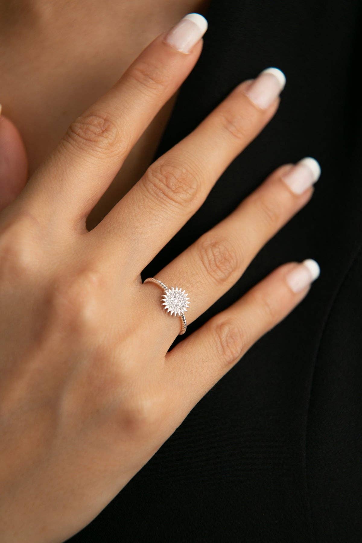 Bague femme en argent sterling 925 avec motif soleil: OR ROSE