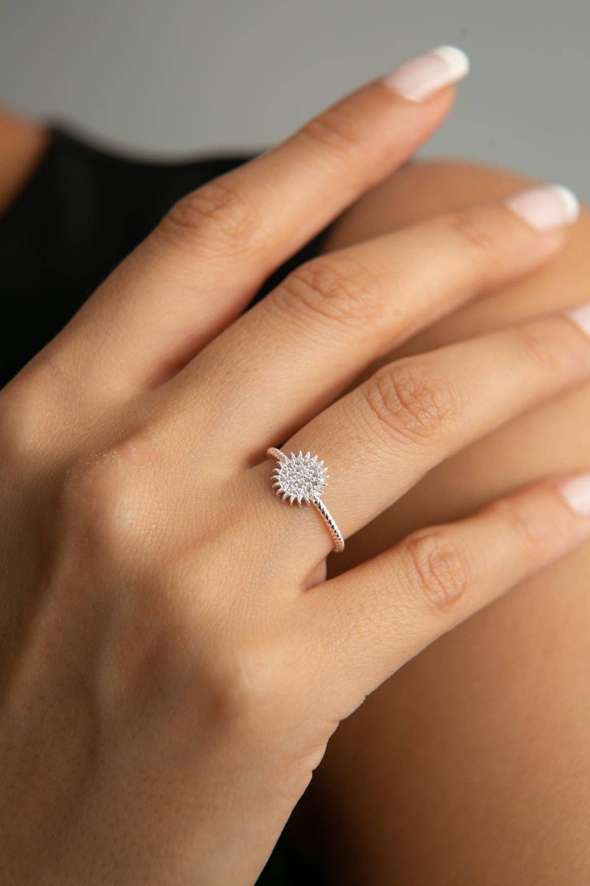Bague femme en argent sterling 925 avec motif soleil: ARGENT
