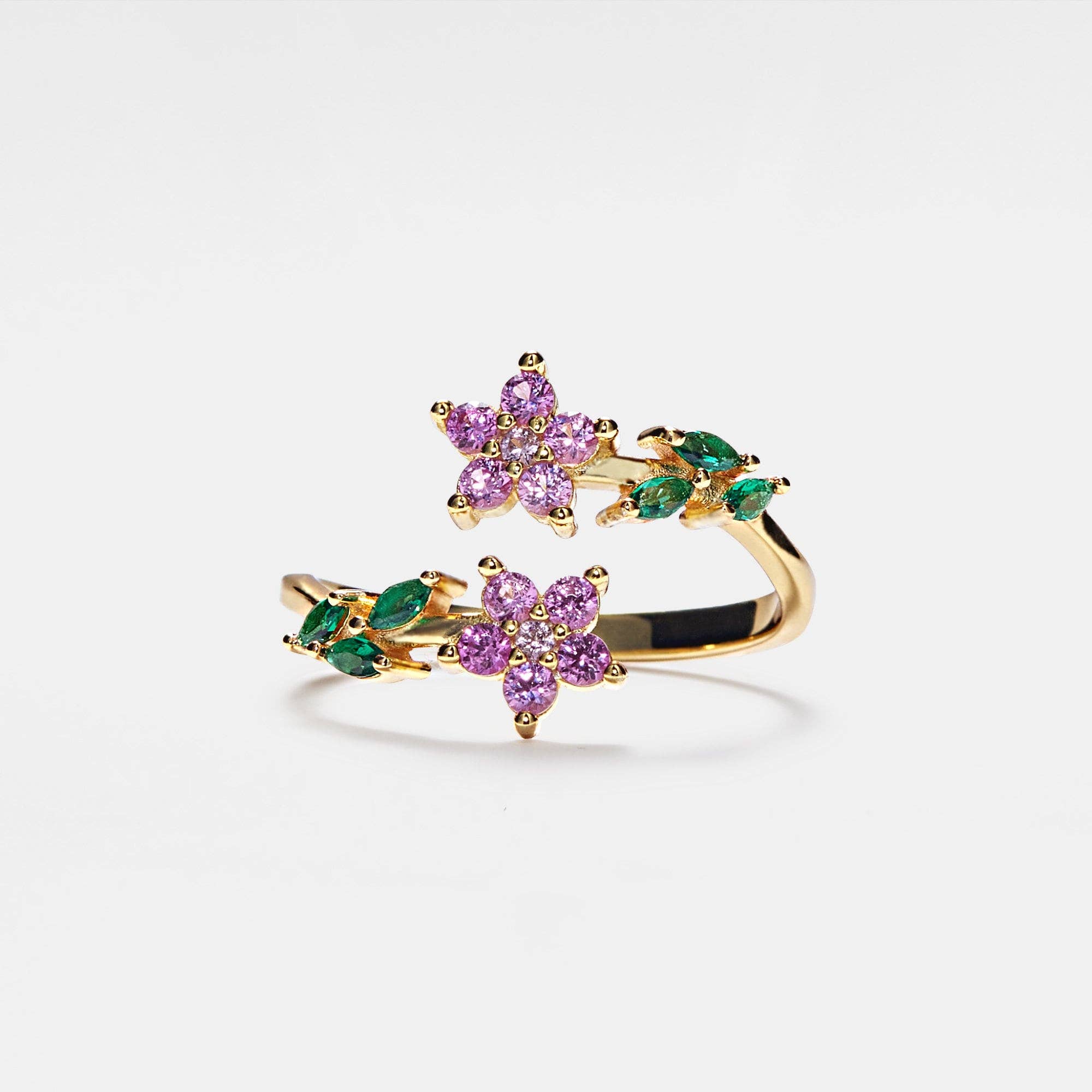 Bague de cocktail en forme de fleur à pierres précieuses colorées en argent sterling 925